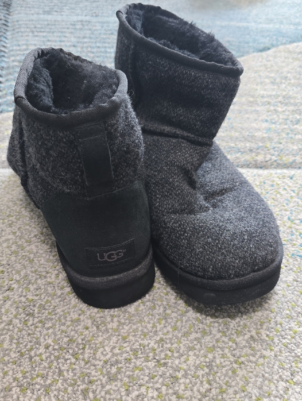 UGG Short Shearling Wool Booties in Charcoal
